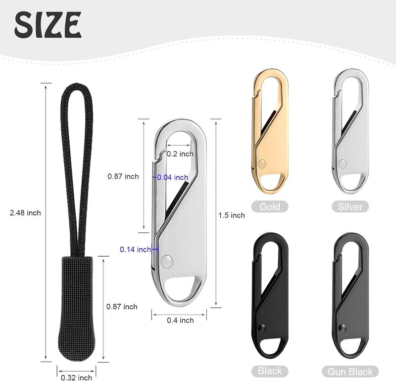 FENGWANGLI Zipper Pull Replacement, 16 Pieces Detachable Zipper Pull Tabs with Extender Cord for Luggage Clothing Jackets Backpacks Boots Purse Coat - Image 2